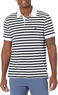 Men's Classic Fit 100% Cotton Soft Short Sleeve Stripe Polo Shirt