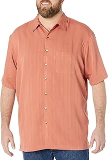 Men's Air Short Sleeve Button Down Poly Rayon Stripe Shirt