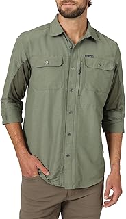 Men's Long Sleeve Mixed Material Shirt
