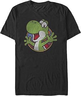 Men's Super Mario Yoshi Color Fade Circle Logo T-Shirt