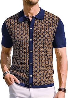 Men's Contrast 70s Vintage Polo Shirts Short Sleeve Knitwear