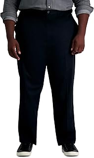 Men's Big-Tall Premium No Iron Khaki Classic-Fit Expandable-Waist Plain-Front Pant