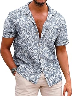 Mens Hawaiian Shirts Short Sleeve Casual Button Down Tropical Beach Shirt