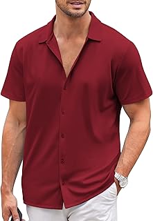 Mens Casual Button Down Shirt Short Sleeve Wrinkle Free Shirts Summer Shirt