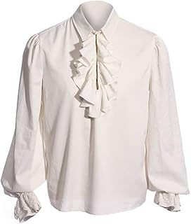 Mens Pirate Shirt Vampire Renaissance Victorian Steampunk Gothic Ruffled Medieval Halloween Costume Clothing