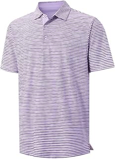 M MAELREG Golf Polo Shirts for Men Short Sleeve Dry Fit Striped Performance Moisture Wicking Collared Casual Mens Golf Shirt