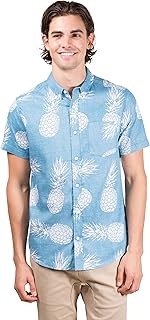 Mens Short Sleeve Button Down Hawaiian Shirt