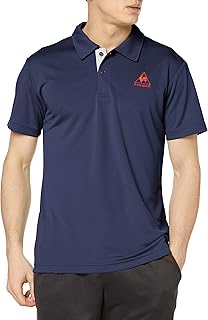 Coq Sportif Men's Short Sleeve Polo Shirt, Collared Shirt, Sweat Absorbent, Quick Drying, Stretch, One-Point Training, UV Protection