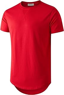 Mens 100% Cotton Hipster Hip Hop Longline Crewneck T-Shirt S-4XL