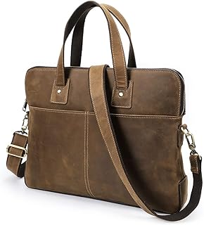 Contacts Laptop Bag Leather Messenger Bag for Men Vintage Computer Briefcases Travel Satchel Shoulder Handbag Bag