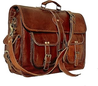 VC 18 Inch Vintage Handmade Leather Messenger Bag Laptop Briefcase Computer Satchel Bag for Men