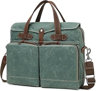 Messenger Bag for Men 15.6 Inch Water-resistant Waxed Canvas Briefcase Computer Laptop Bag Satchel Shoulder Bag