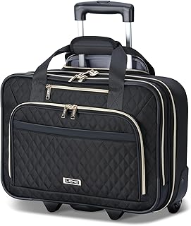 Rolling Laptop Bag Rolling Laptop Briefcase on Wheels for Women/Men Fits Up to 15.6Inch Rolling computer Bags Water Resistant for Work Travel and Business, Black, Commercial Affairs