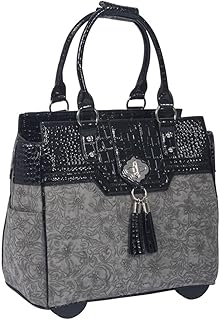 JKM and Company THE SAVANNAH Vintage Style Compatible With Computer iPad, Laptop Tablet Rolling Tote Bag Briefcase Carryall Bag