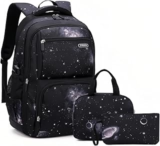 Galaxy-Print School-Bag Backpack for Boys Middle-School Elementary Bookbag