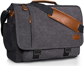 Laptop Messenger Bag 14-17.3 Inch Water-Resistance Canvas Shoulder Bag for Work College