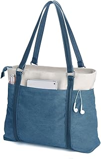 Women Laptop Tote Bag for Work Lightweight Splice Canvas 15.6 Inch Handbag Purse