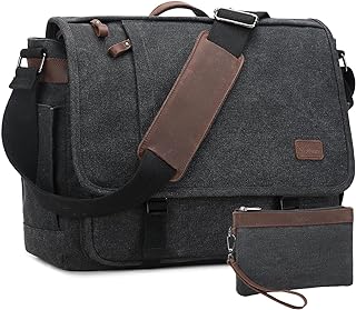 Nerlion Messenger Bag for Men Computer Laptop Bag Canvas Water-resistant Satchel Shoulder Bag Bookbag for Work College