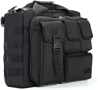 Tactical Briefcase, tactical computer bag 14.1" - 15.6 In Men's Military Laptop Messenger Multifunction Briefcase for Men,Computer Shoulder Handbags Bag, Black, Black