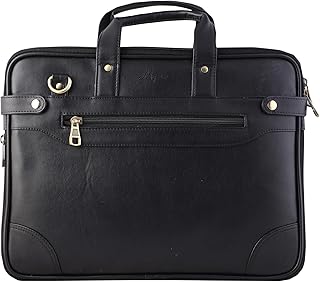 Vegan Leather Slim Messenger Crossbody Shoulder Laptop Sleeve Bag for Office Work Fit 14" Computer Laptop for Men Women