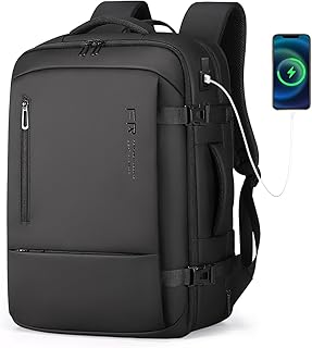 Travel Backpack for Men, Flight Approved Carry On Luggage Backpack with USB Port, Water Resistant Expandable Computer Daypack, 17.3 Inch Black Business Laptop Backpack for College/Work,