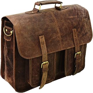 16-inch Brown Vintage Laptop Leather Messenger Bag for Men Genuine Handmade Computer Office College Briefcase, Brown, 16(L) X 12(h) x 4(w)