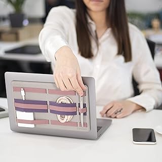 BEBLAU SHIFT PRO Adhesive Portable Tech Organizer for laptops, backpack | Computer Accessories, Office & Home, External HD holder, Stick-On to Laptop School Students - BIRTHDAY GIFT | Reusable | PINK