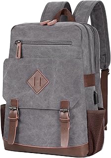 Canvas Backpack for Men Women, Vintage Rucksack Fits Most 15.6 Inch Laptop