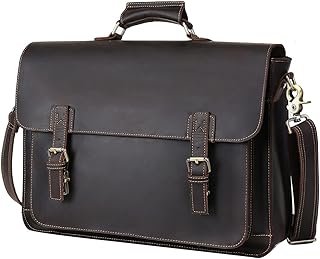 UBANT Leather Messenger Bag for Men 17.3 Inch Laptop Briefcase Full Grain Leather Business Travel Computer Office Bag