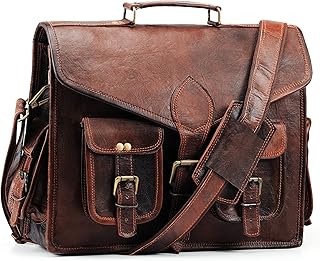 Handmade World Vintage Leather Laptop Messenger Bag For Men 'Opulent Companion' Computer Briefcase For Office Work Business