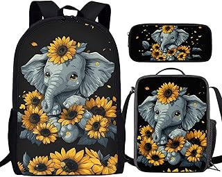 3 PCS Travel Backpack Set for Women Men, Kids Knapsack Rucksack Lunch Box Pen Case