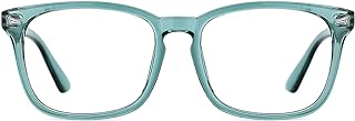 TIJN Blue Light Blocking Glasses for Women Men Clear Frame Square Nerd Eyeglasses Anti Blue Ray Computer Screen Glasses, (04)-seagreen, Large