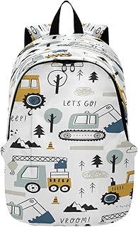 Travel Backpack Laptop Backpack College Computer Bag Gift Childish Truck Excavator for Men & Women, Multi