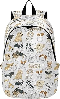Travel Backpack Laptop Backpack College Computer Bag Gift Doodle Dog Pug Corgi Golden Retriever Husky Labrador Dachshund for Men & Women, Multi