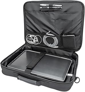 Laptop Shoulder Bag Carrying Case – Slim Briefcase Style, Clamshell Opening, Padded Compartments–3 Yr Mfg Warranty