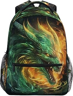 School Backpack Fire Dragon Bookbag for Boys Girls Teens Casual Travel Bag Computer Laptop Daypack