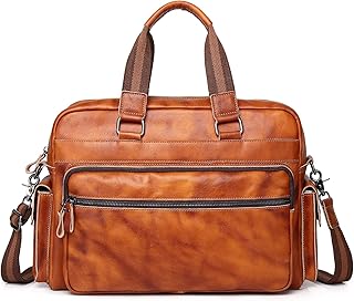 Vintage Leather Travel Messenger Office Crossbody Bag Laptop Briefcase Computer Satchel Bag for Men Women