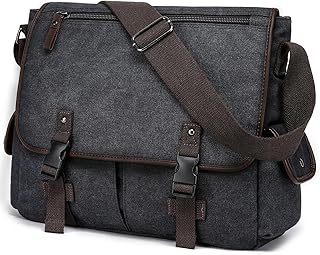 Vintage Laptop Messenger Bag 15.6 Inch for Men Women Satchel Bags Fits Computer and Tablet Canvas Shoulder Bag Briefcase