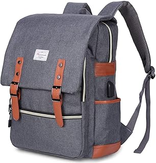 Vintage Laptop Backpack for Women Men,Travel Backpacks with USB Charging Port Fashion Backpack Fits 15.6Inch Notebook