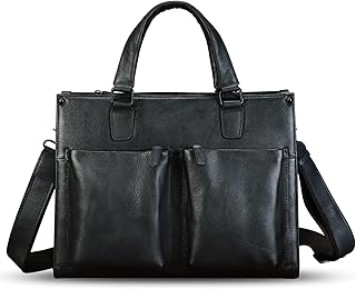 Genuine Leather Messenger Bag Briefcase for Men Vintage Real Leather Shoulder Bag Crossbody Bag Computer Laptop Bag
