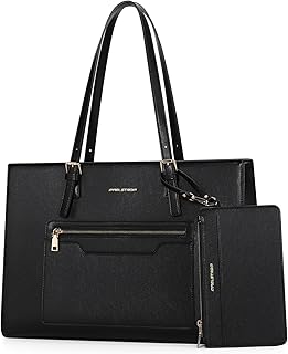 Leather Tote Bag, Laptop Bag for Women, Waterproof Briefcase with Clutch Bag, Work Handbags 15.6 Inch Computer