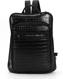 GUETES Leather Laptop Backpack, Women/Men Backpack Water Resistant Anti Theft Daypack Slim Large fits for 15.6 inch bag