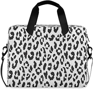 Laptop Bag Computer Bags Messenger Shoulder Bag Briefcase Black White Leopard for Business Office Work, Multi