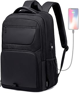 Laptop Backpack for Men, 35L Black Backpack with USB Charging Port, Water Resistant Backpack Fits 15.6 Inch Laptop
