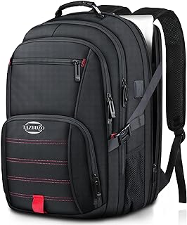 tazbuzo Extra Large Travel Laptop Backpack for Men Women, Waterproof Flight Approved Heavy Duty Bag Bookbag with USB Port