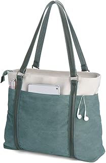 Laptop Tote Bag for Women Lightweight Splice Canvas Bag 15.6 Inch Laptop for Computer Bag Large Capacity Handbag Purse Green, Green