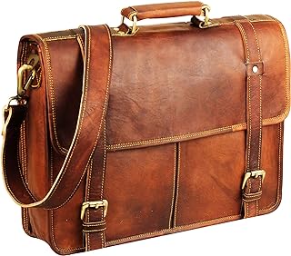 15 Inch Brown Vintage Leather laptop messenger bag for mens Leather computer Shoulder briefcase bags briefcases for men 's and women's | A perfect companion for college, office and travel By