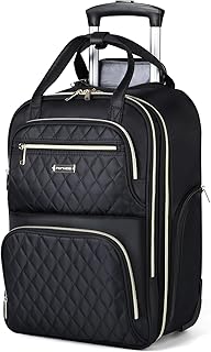 Rolling Backpack for Women - Travel Backpack with Wheels, 15.6 Inch Laptop Wheeled Backpack, Carry on Trolley Suitcase Black Computer Bag for Adults Business College Work Overnight, Black,