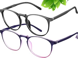 Blue Light Blocking Glasses Women/Men,Retro Round Anti Eyestrain Computer Gaming Glasses(2Pack)