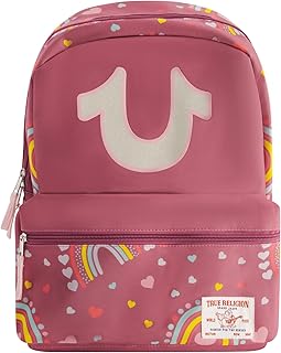 True Religion Mini Laptop Backpack, Rainbow Horseshoe Logo Small Computer Travel Bag Purse, Adjustable Shoulder Straps